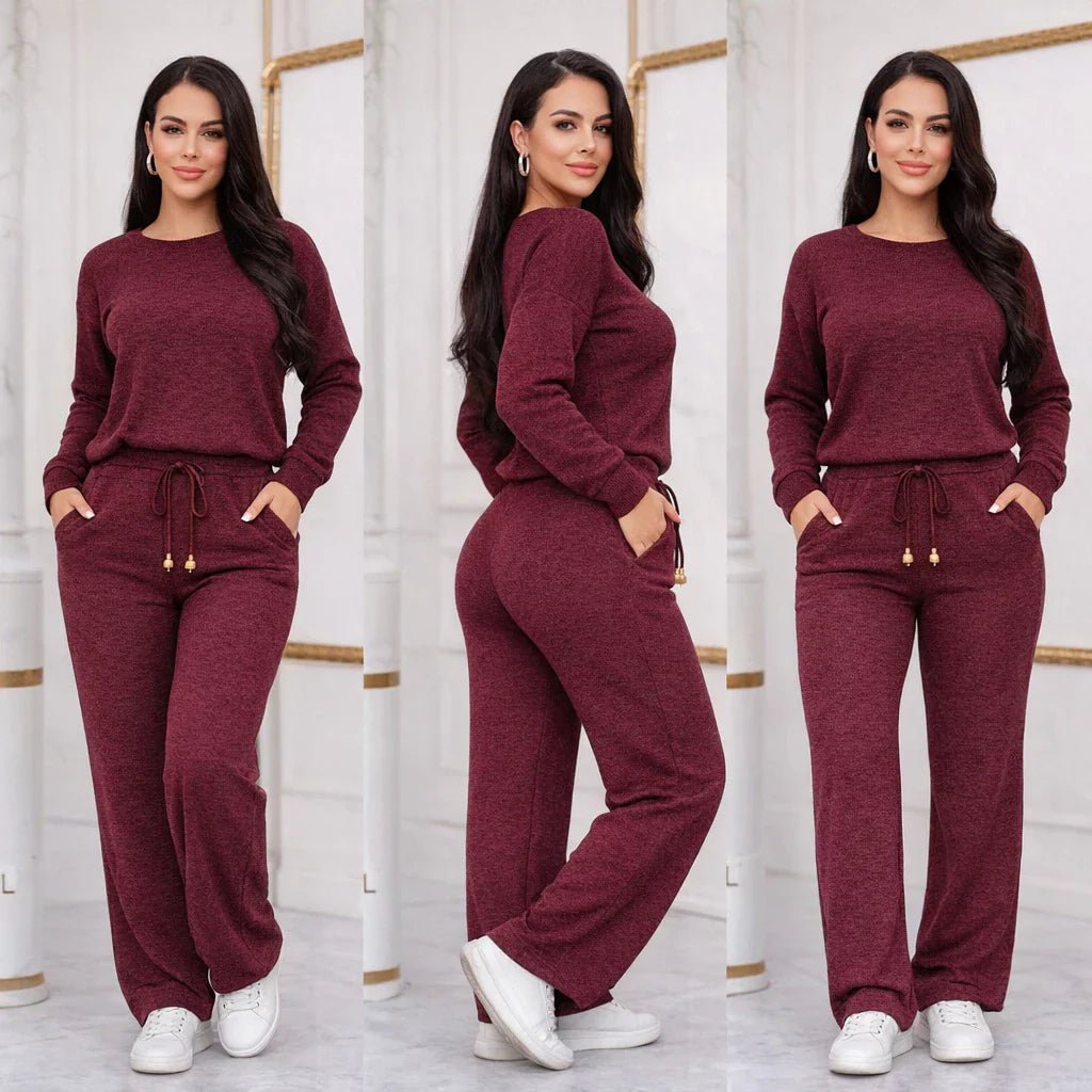 Conjunto Feminino Longo em Tricot (Blusa + Calça) | PROMOÇÃO OUTONO/INVERNO - Mariana Modas