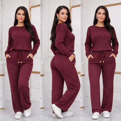 Conjunto Feminino Longo em Tricot (Blusa + Calça) | PROMOÇÃO OUTONO/INVERNO - Mariana Modas