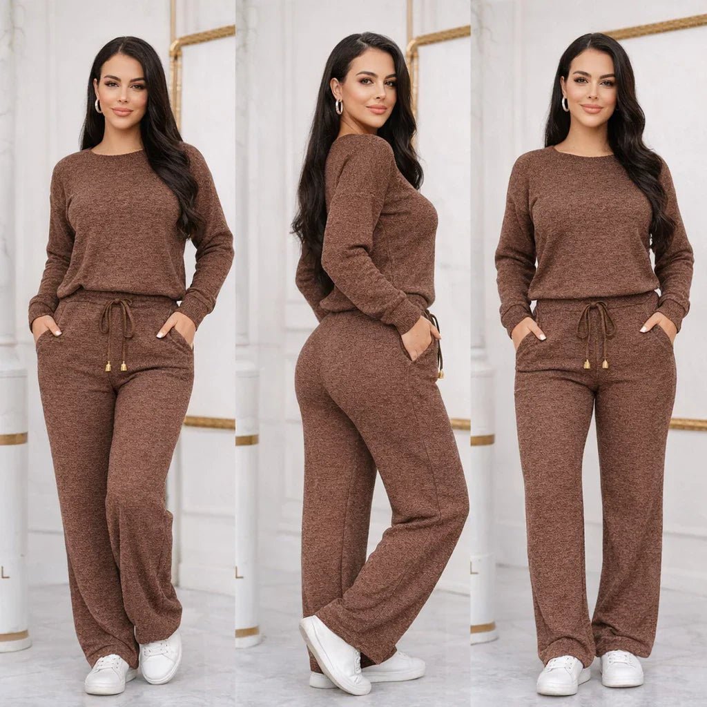 Conjunto Feminino Longo em Tricot (Blusa + Calça) | PROMOÇÃO OUTONO/INVERNO - Mariana Modas