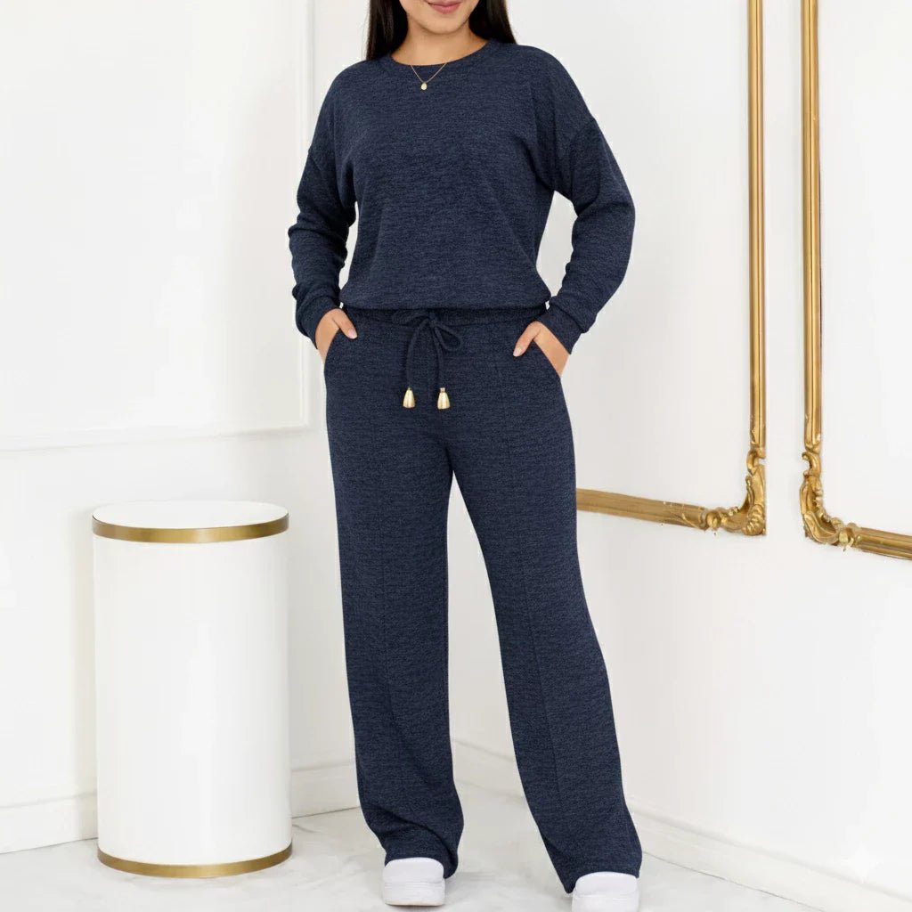 Conjunto Feminino Longo em Tricot (Blusa + Calça) | PROMOÇÃO OUTONO/INVERNO - Mariana Modas