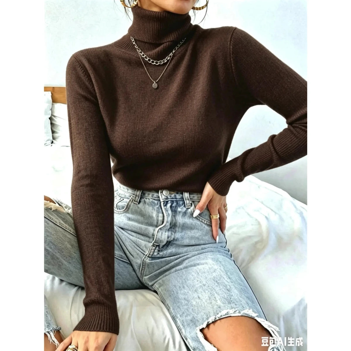 (KIT COM 3) Blusa Feminina Tricô Manga Longa Gola Alta | PROMOÇÃO OUTONO/INVERNO - Mariana Modas