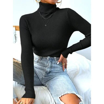 (KIT COM 3) Blusa Feminina Tricô Manga Longa Gola Alta | PROMOÇÃO OUTONO/INVERNO - Mariana Modas