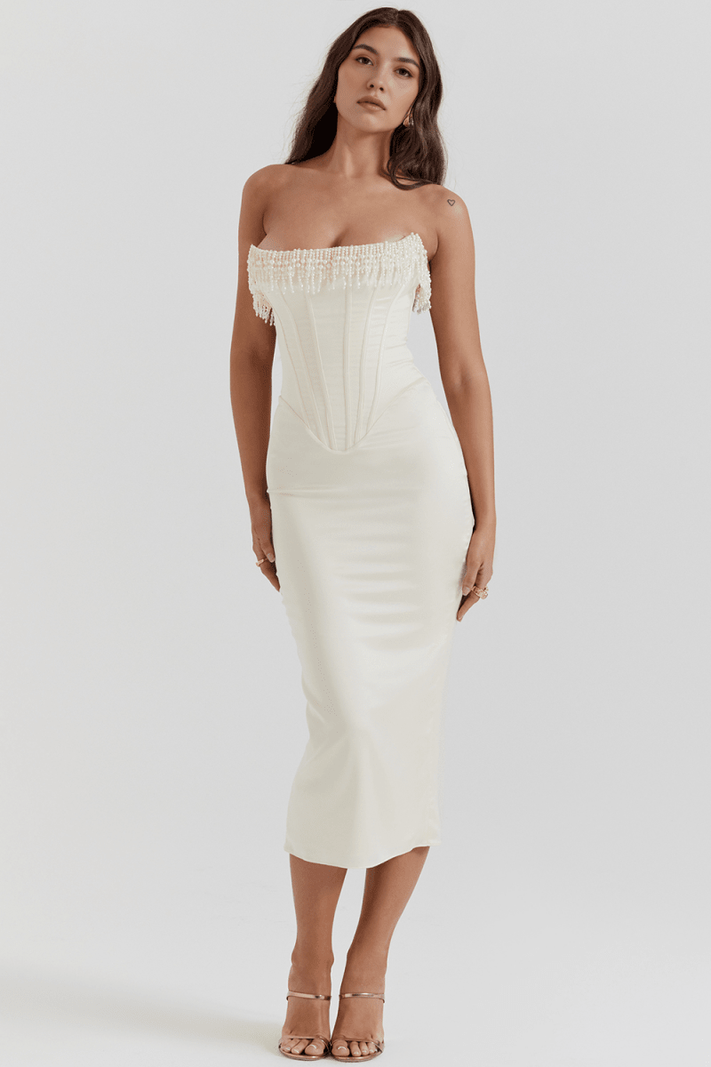 Vestido Corset Branco Luize - Mariana Modas