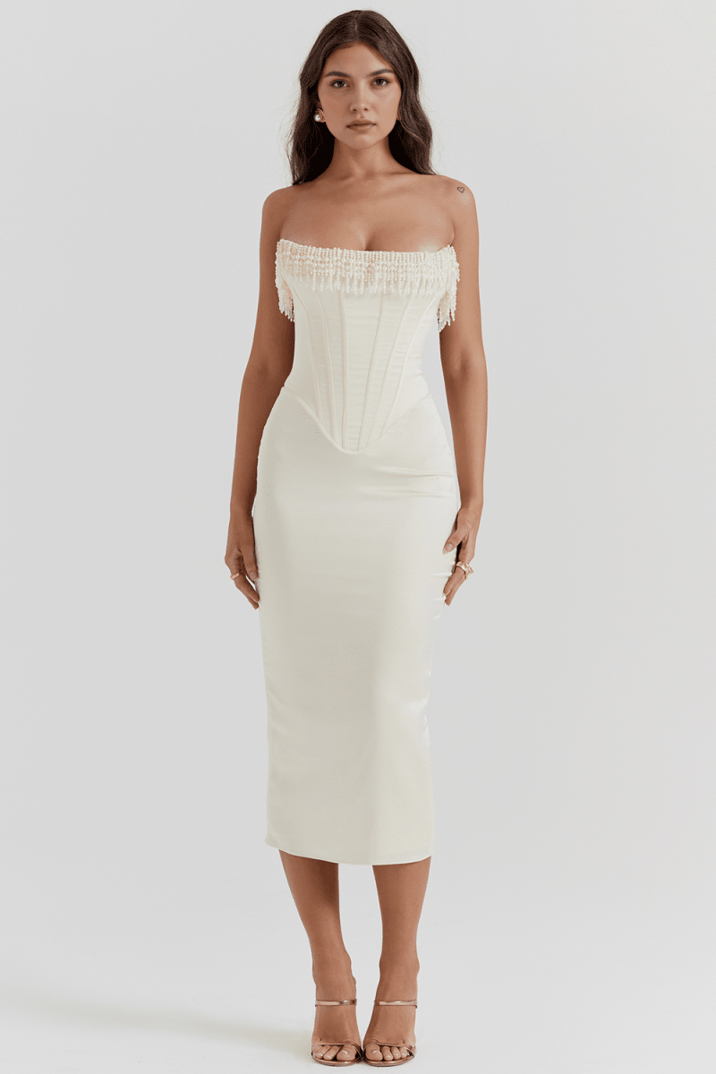 Vestido Corset Branco Luize - Mariana Modas