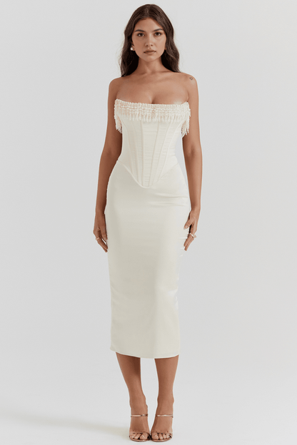 Vestido Corset Branco Luize - Mariana Modas
