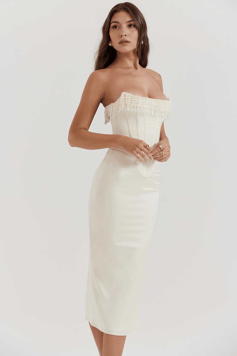 Vestido Corset Branco Luize - Mariana Modas