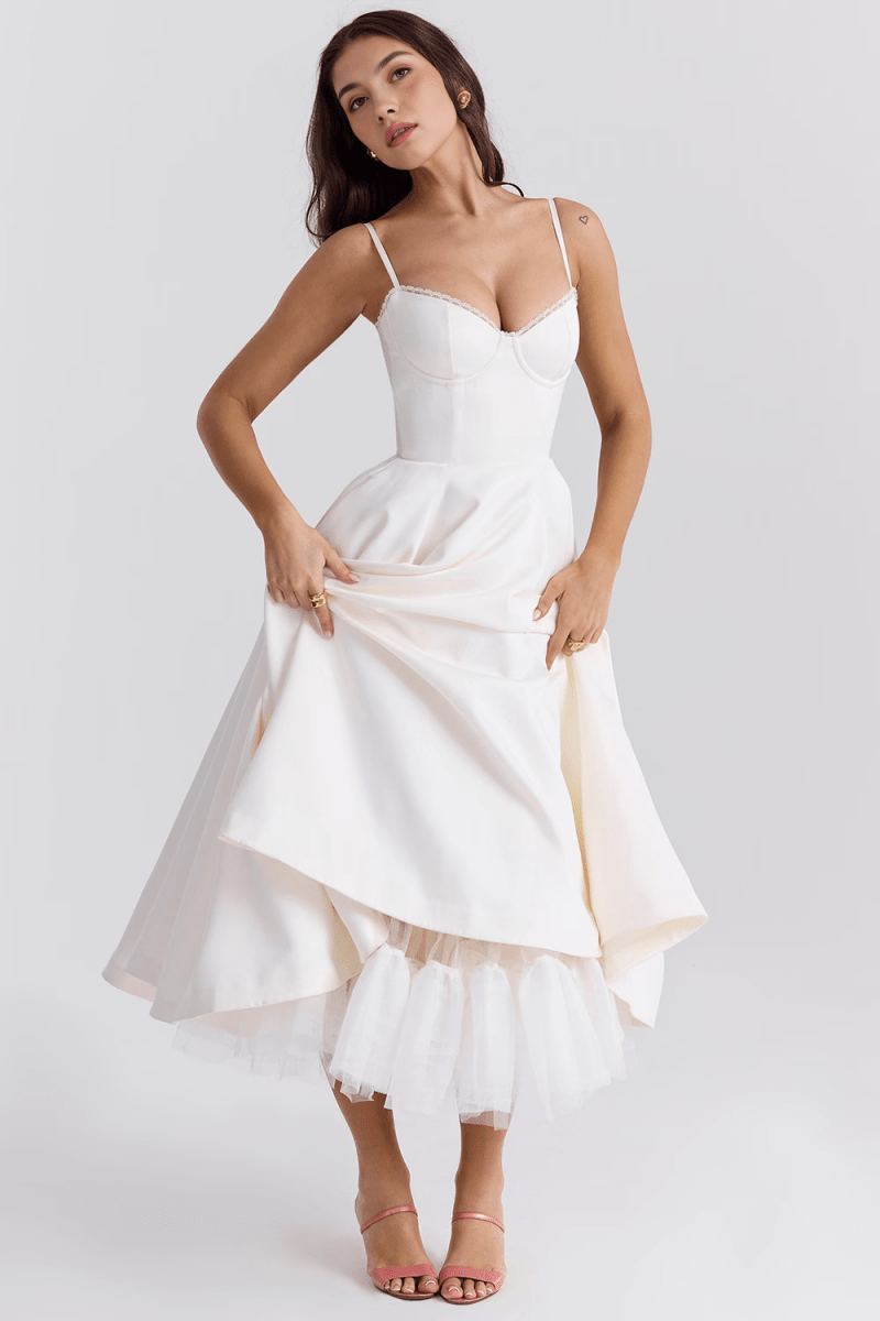 Vestido Midi Cloe - Camada Dupla - Mariana Modas