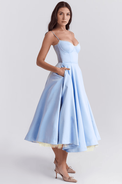 Vestido Midi Cloe de Camada Dupla - Mariana Modas
