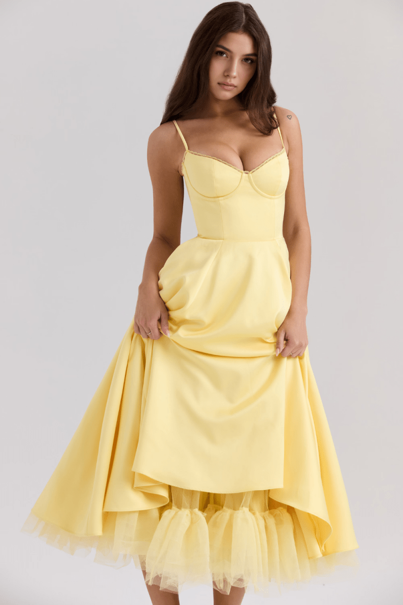 Vestido Midi Cloe de Camada Dupla - Mariana Modas