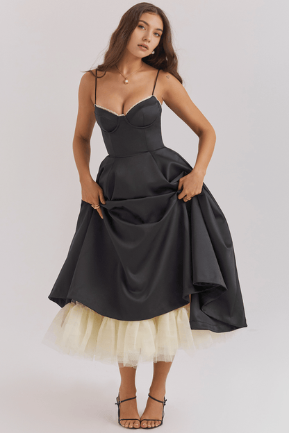 Vestido Midi Cloe de Camada Dupla - Mariana Modas