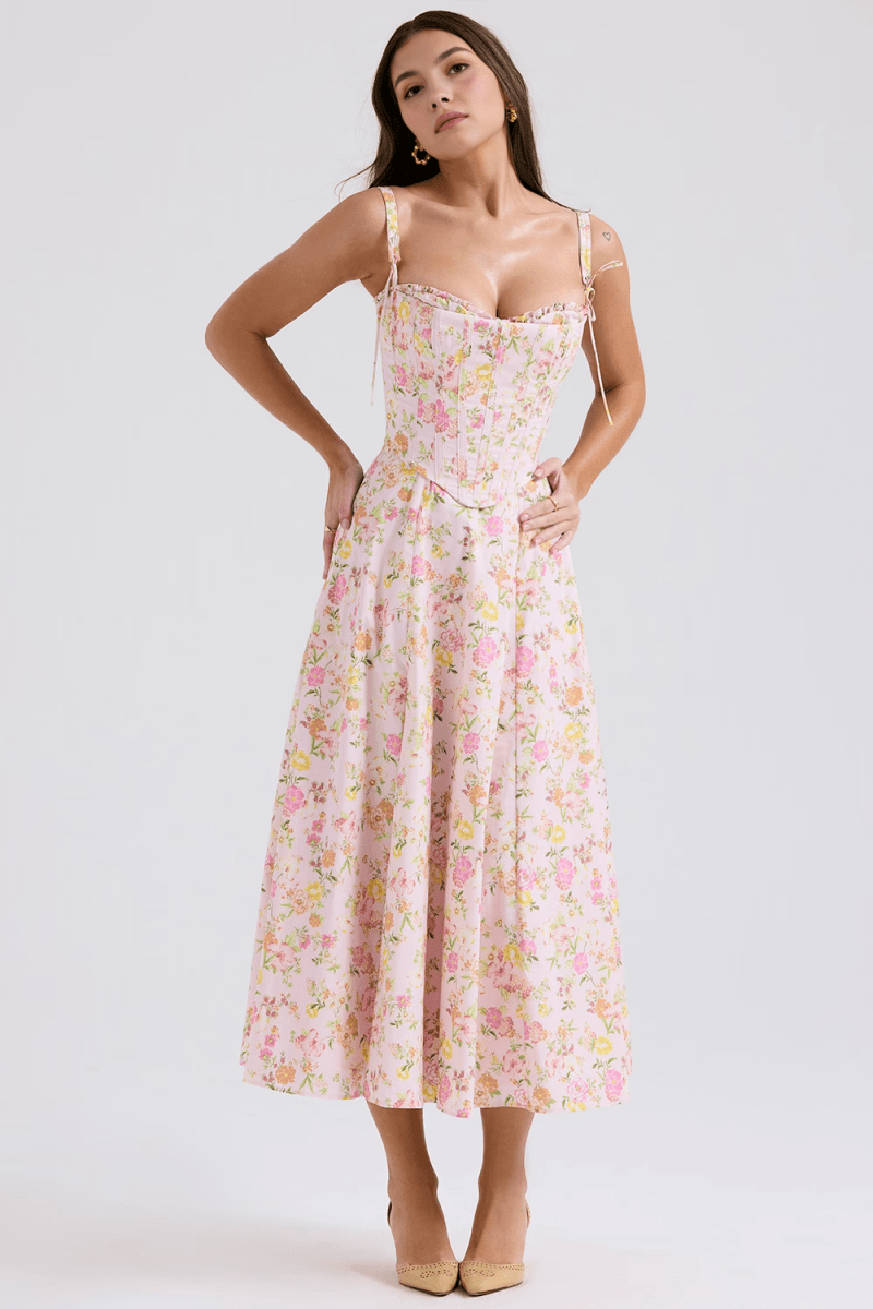 Vestido Midi Louise com Corset Removível - Mariana Modas